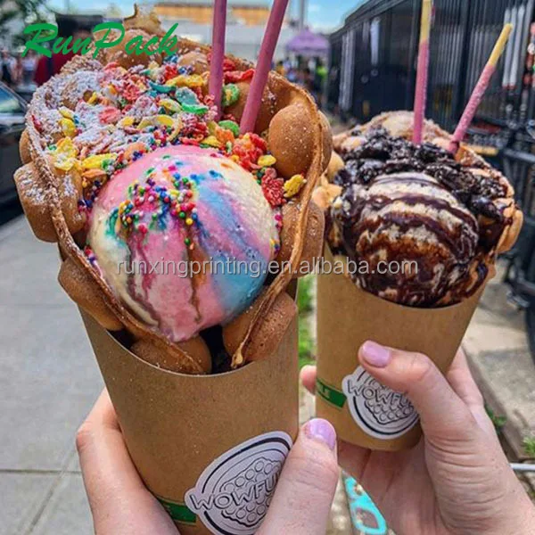 Одноразовая вафельная чашка с пузырьками пищевой вафельный стакан для яиц упаковка держатель мороженого индивидуальным логотипом