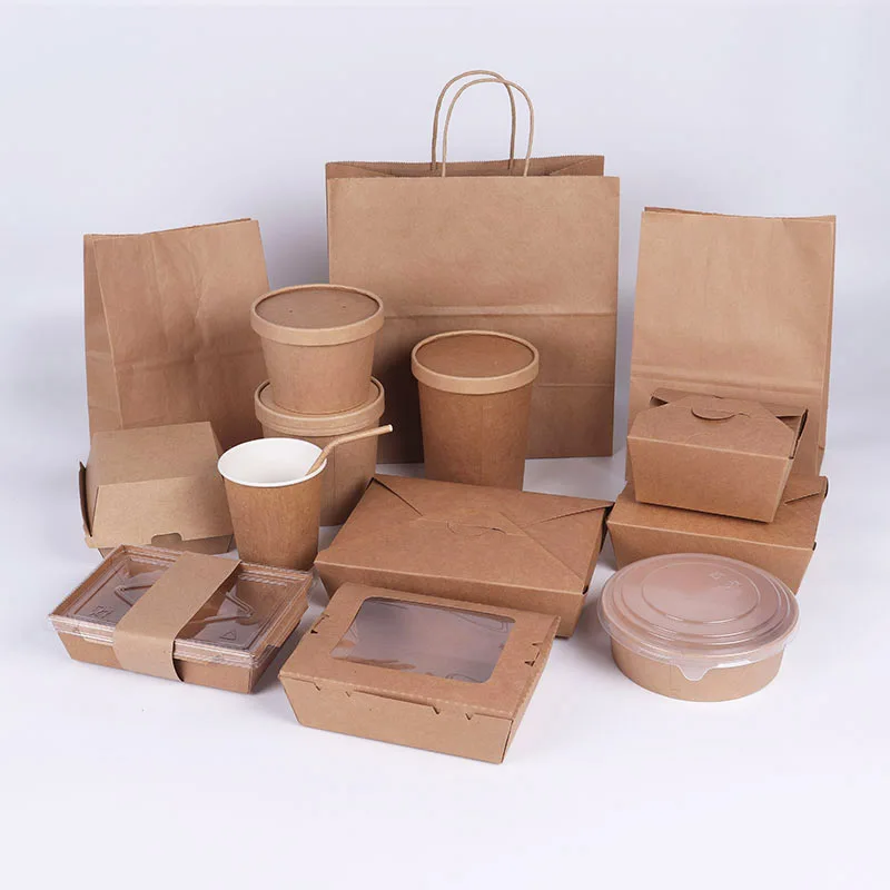 Custom disposable paper takeaway food box biodegradable printed paper fast food packaging