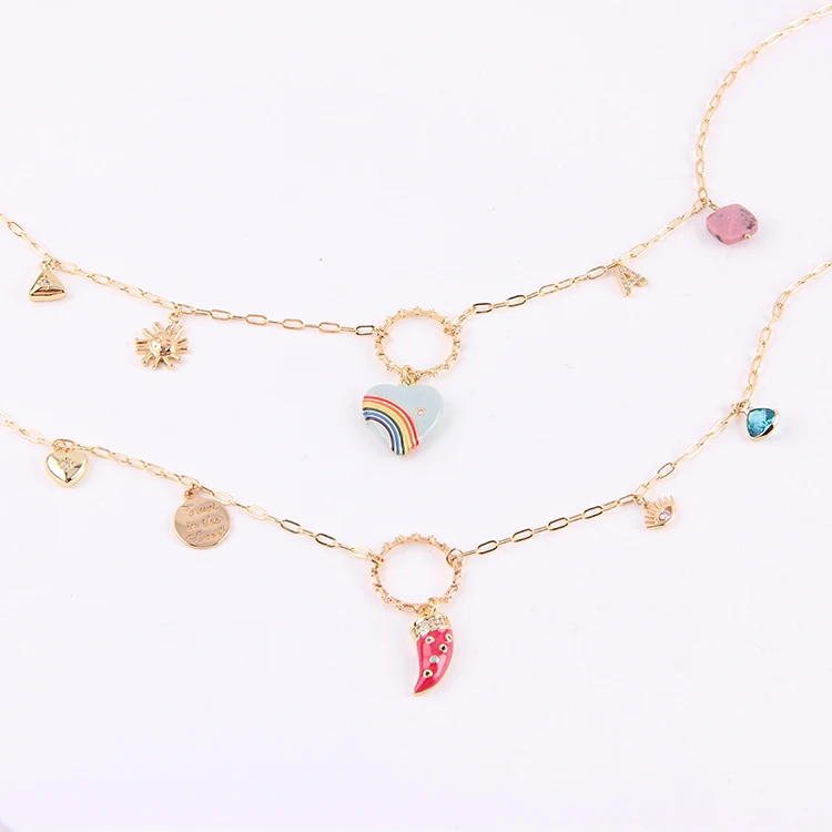 
Custom Women Shiny Gold Color Sequins Tassel Pendant Necklace 