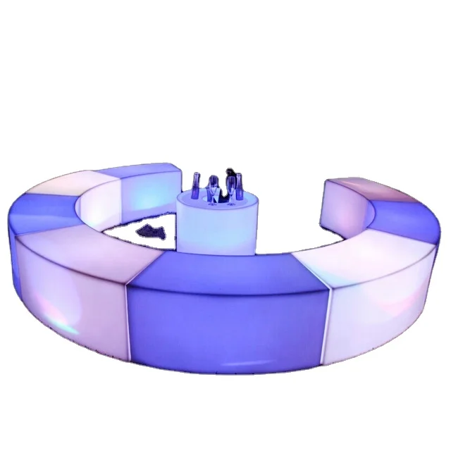 Modern design remote control led lighting plastic bench garden outdoor bar furniture