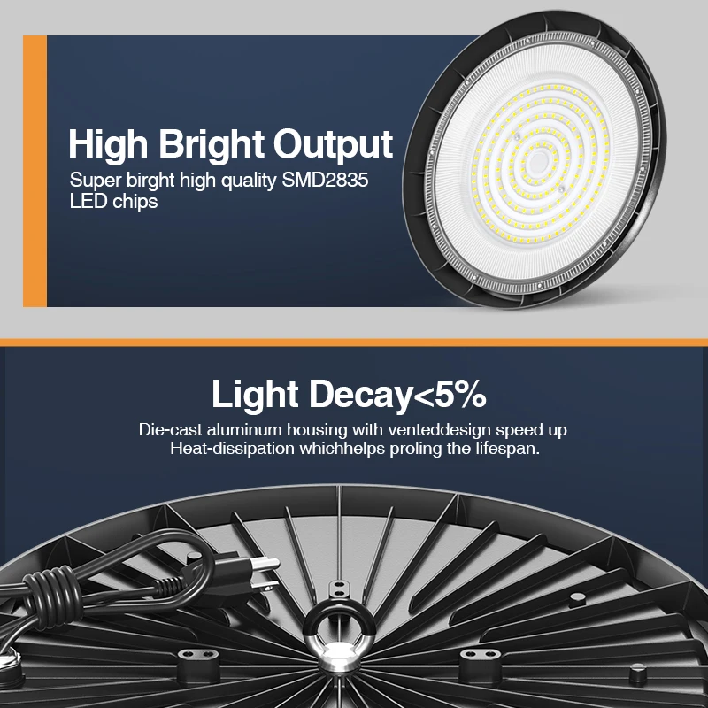 Manufacturer Highbay Lamp 100W 150W 200W Round UFO LED High Bay Lights for Supermarket Wholesale Market