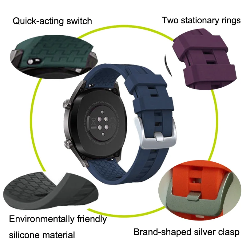New Arrival 22mm Silicone watch strap for Huawei Watch GT/GT2 46mm/Samsung Gear S3 rubber Replacement huawei  watch bands