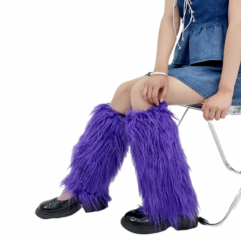 IDOIT Faux Fur Leg Warmers Boot Covers Lady Cute Knee-length Hipster Warm Sock Fashion Socks Furry Leg Warmers