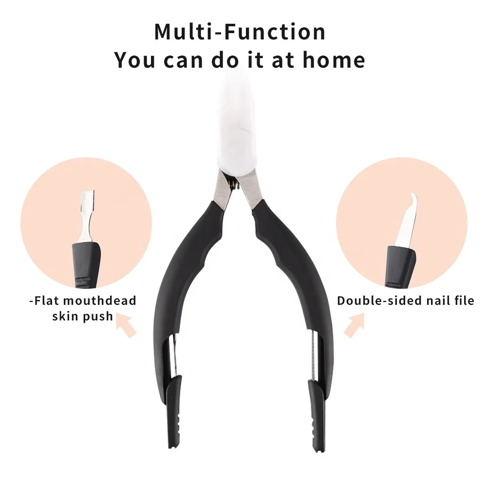 Trending New Products Multifunction  3 in 1 Nail File Pusher Cutter Toe Nail Clipper with Rubber Soft Handle
