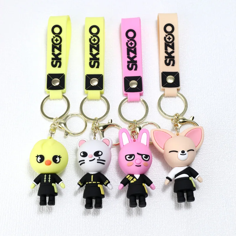 7 Styles Cartoon Kpop Bag Pendant PVC Keychains Wolf Rabbit Hyunjin Skzoos Stray Kids Keychain