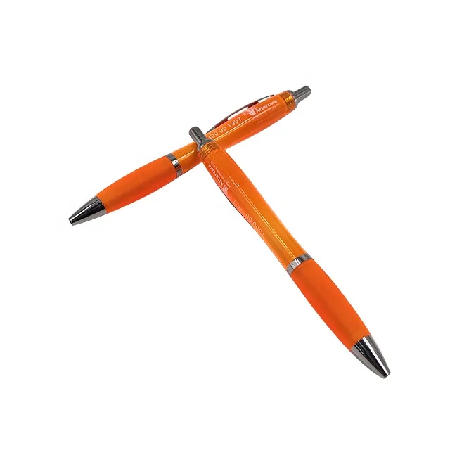 Best cheap promotional custom logo plastic biro ballpoint pens with rubber grip click