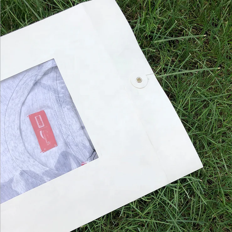 
China factory directly shirt garment kraft paper file bag pvc clear window black packing bag 