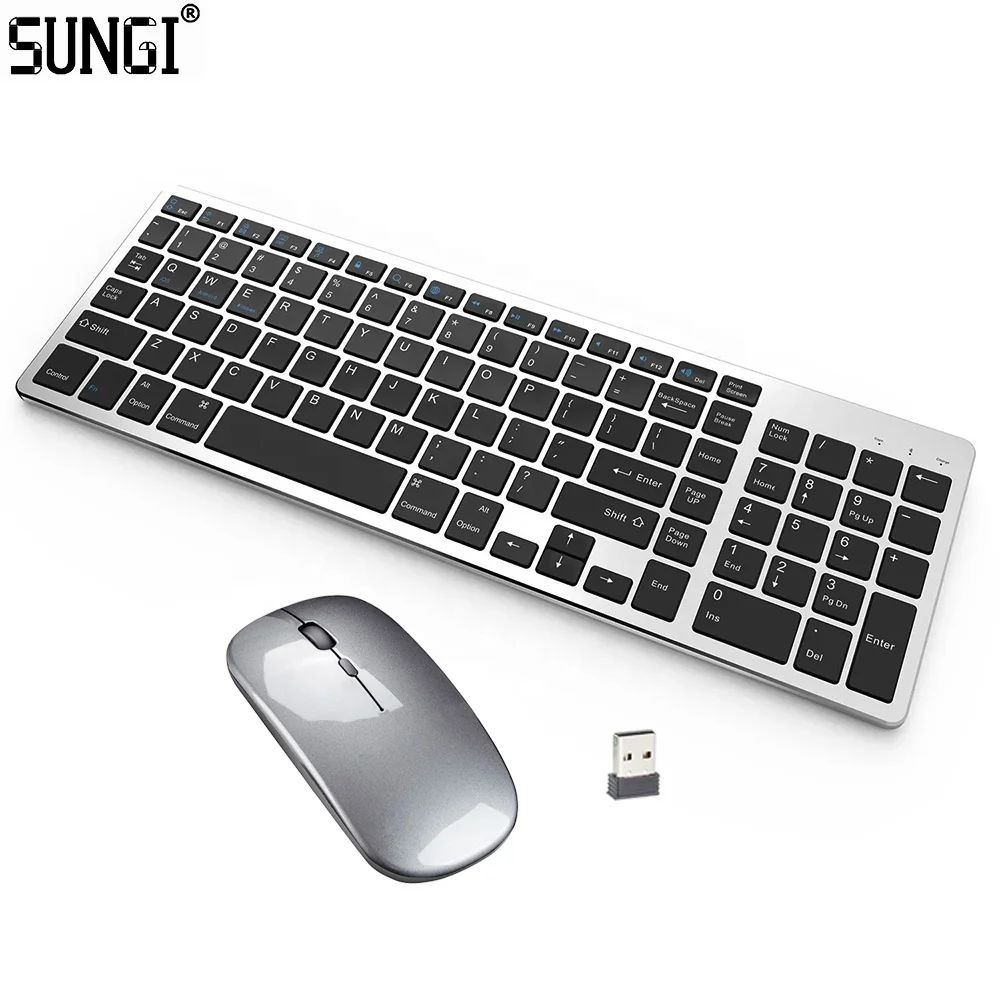 Wireless Keyboard and Mouse Combo Bluetooths Rechargeable Full Size Multi-Device (BT 5.0+3.0+2.4G) for Mac OS/iOS/Wins/Android