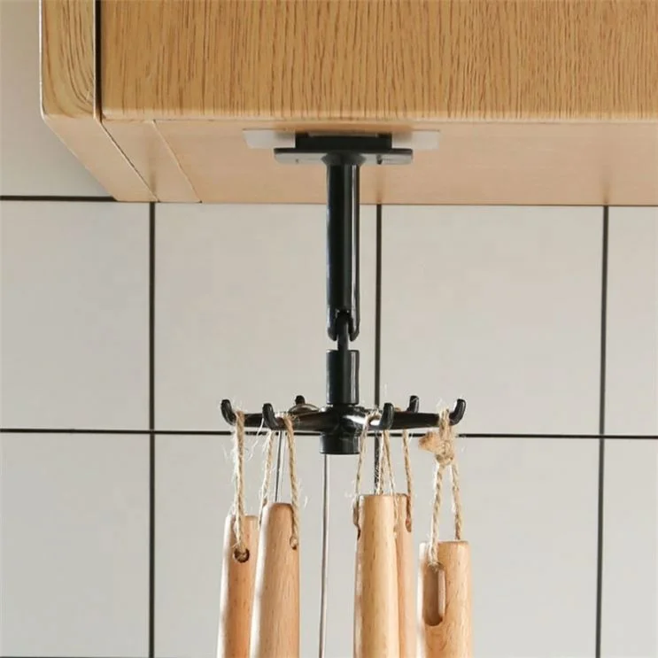 No Punching Strong Adhesive Hanger Kitchen Multifunctional Rotating Rotating Folding Storage Rack