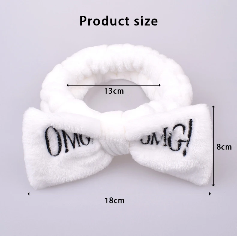 Custom Coral Velvet Elastic Face Wash Headband Skincare Makeup Band Bow Bath Spa Facial OMG Bow Hairband Headband