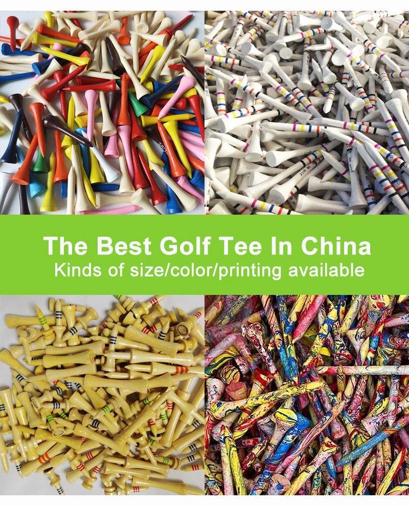 Custom Logo Printed Durable Bamboo Wooden Golf Pegs Colorful Golf Tees From China Manufacturer
