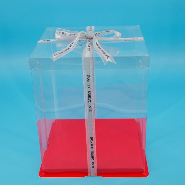 Easy to Assemble Clear Lid with Thick Cardboard Flat Shipping Cake Box 10 inch For Party Cakes Flowers BOITE DE GATEAU