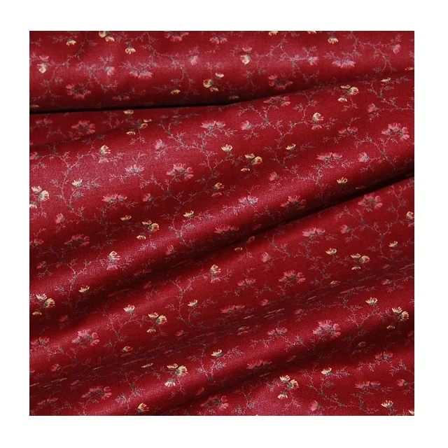 Winter Style Burgundy Small Flower Printed Cotton Fabric