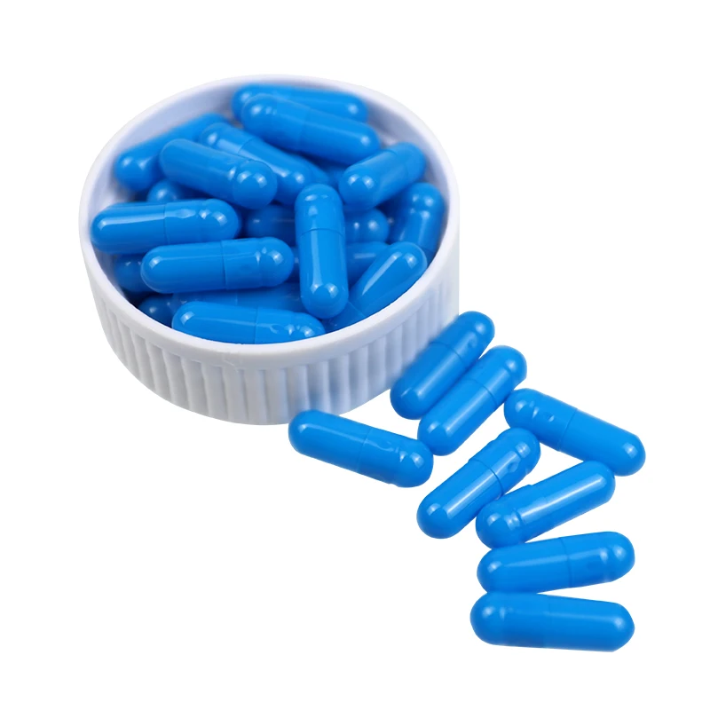 China supplier wholesale printed blue empty gelatin capsules