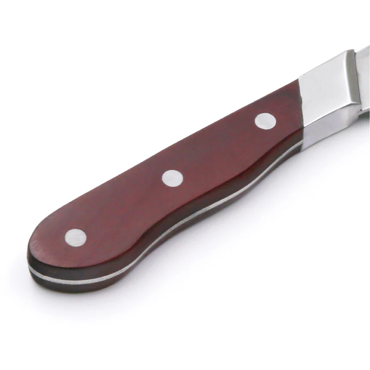 Classical Triple-riveted Half Serrated and Half Sharpened Blade Steak Knife with Wooden Handle