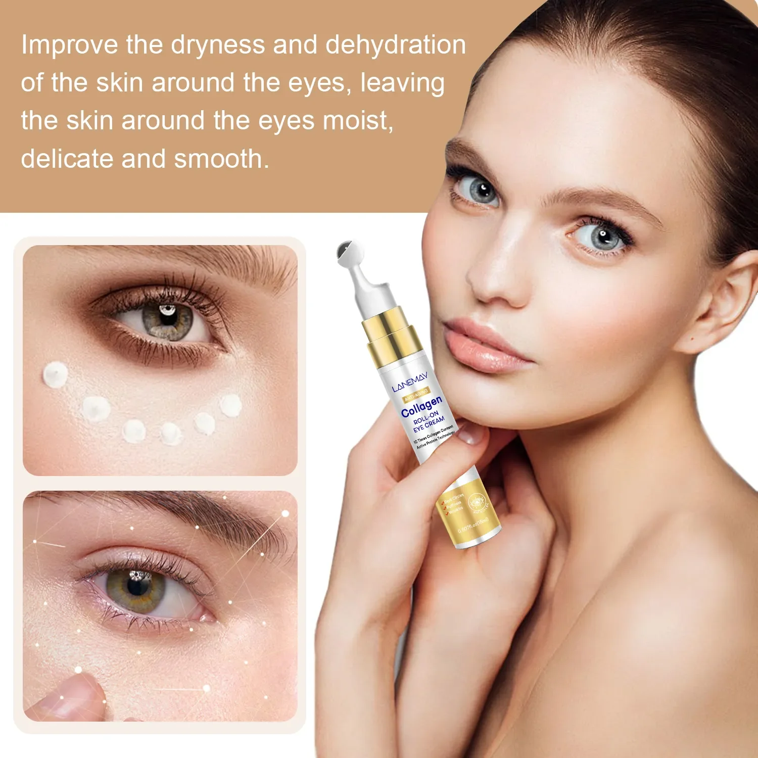 Private Label Organic Dark Eye Stick Repair Cream Anti-Wrinkle Instant Collagen Eye Bags Removal Hyaluronic Acid Retinol Infused