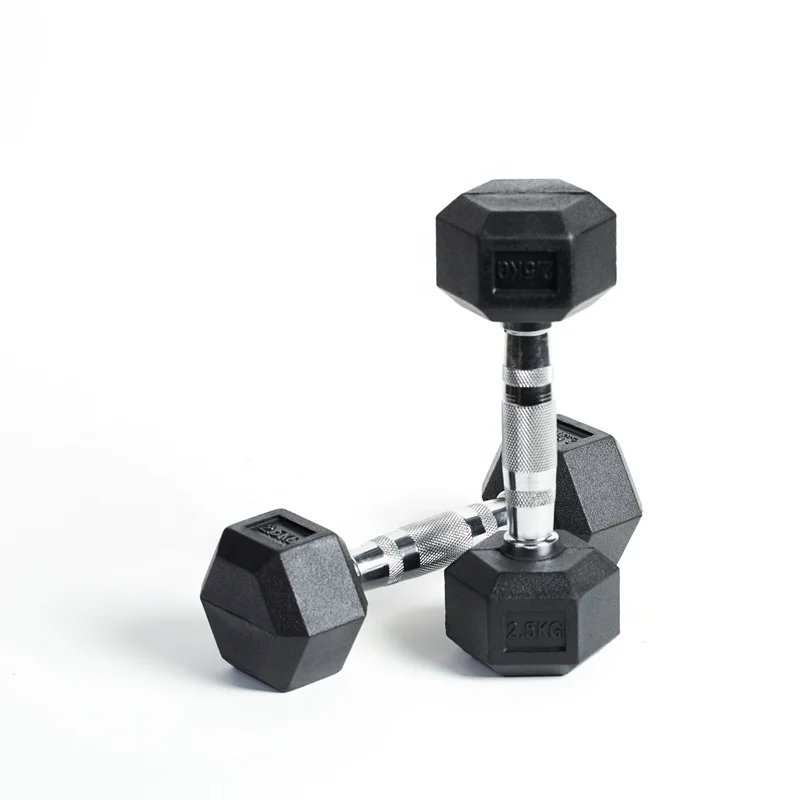 Wholesale  black rubber hexagonal dumbbells gym use 10 kg 40kg 50kg hex dumbbell set for sale