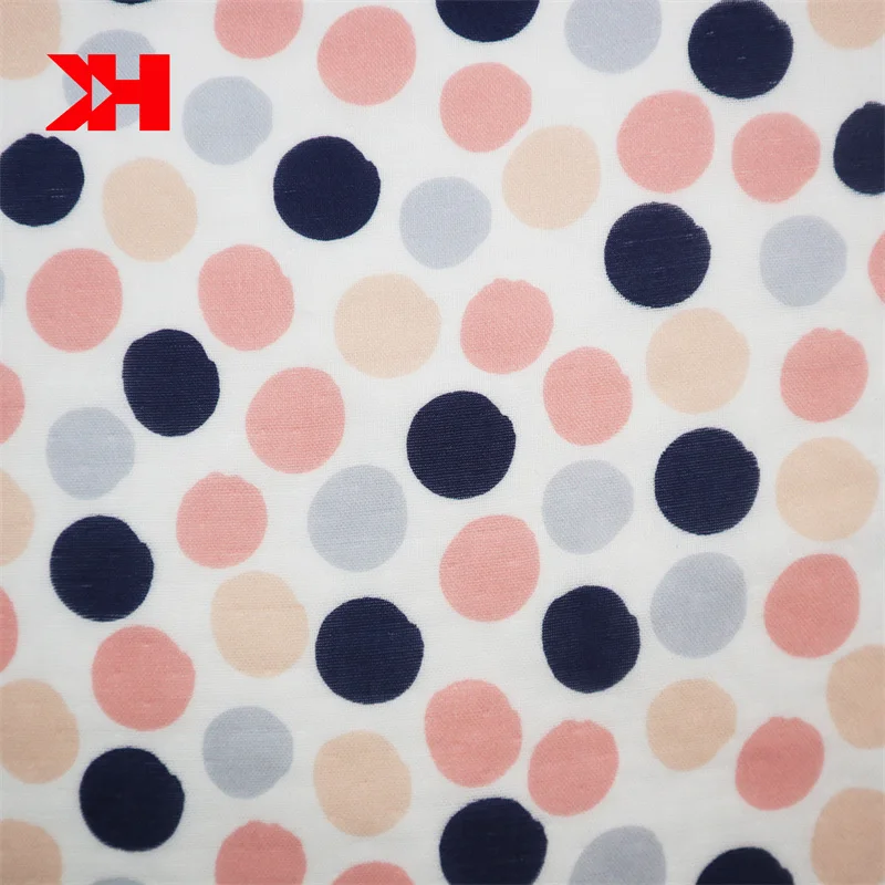 Kahn shaoxing supplier 3d digital custom printed dots organic cotton gauze kids fabric bamboo cotton