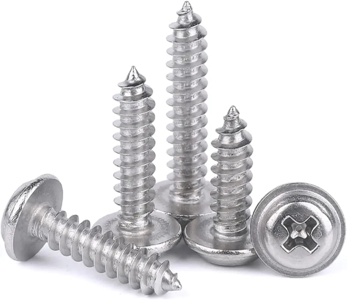 Pan head DIN968 304 410 Stainless Steel self tapping screw with washer metal thread forming screw