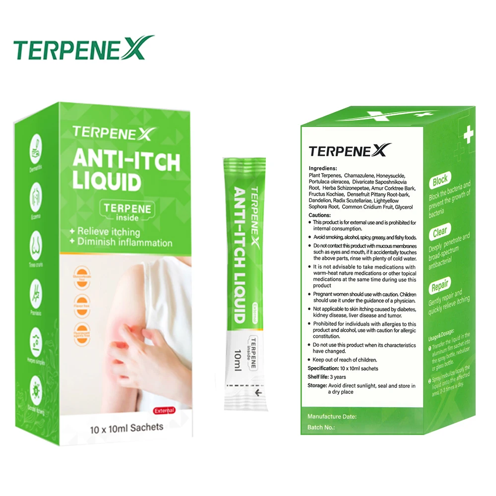 Hot Sales Relieve itching Liquid Herbal Terpenes Anti-Itch Relief Liquid Portable 10ml Stop itching Solution