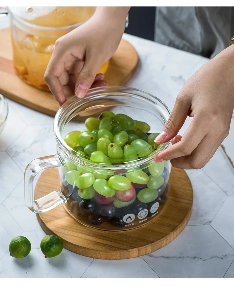 Factory clear pyrex glass cooking pot double ear glass pot for kitchen