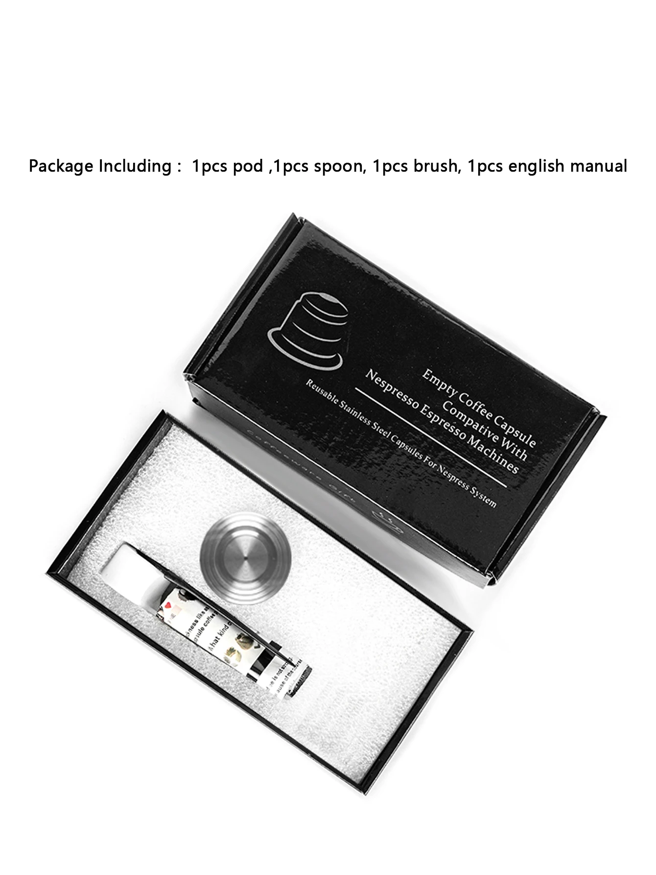 1 Pod Wareset Customize Packaging Filter System Universal Steel 304 Coffee Recarregaveis Capsules For Nespresso