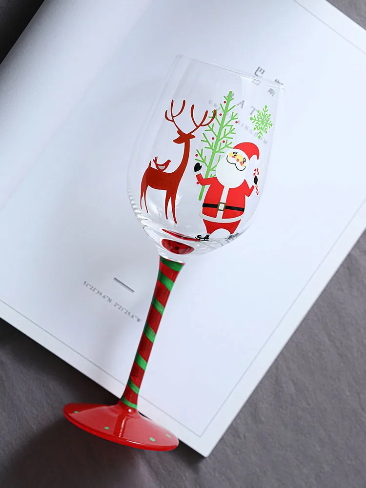 christmas goblet red wine glasses hand painted glass wine cup crystal luxury custom wine glass