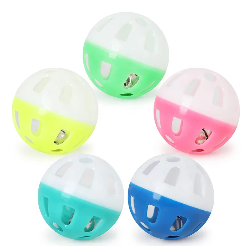 Factory Cheap Price Candy Color Plastic Cat Ball Toy with Bell in for Cats and Dogs