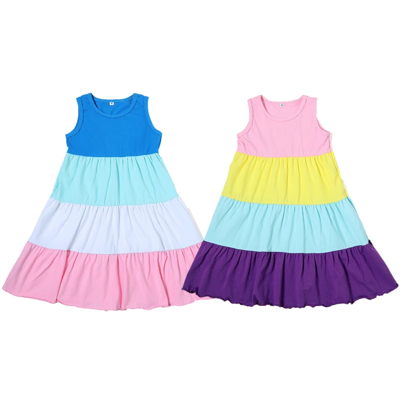 Wholesale Summer Boutique Baby Girls Dress 100% Cotton Flutter Sleeve Kids Party Dresses