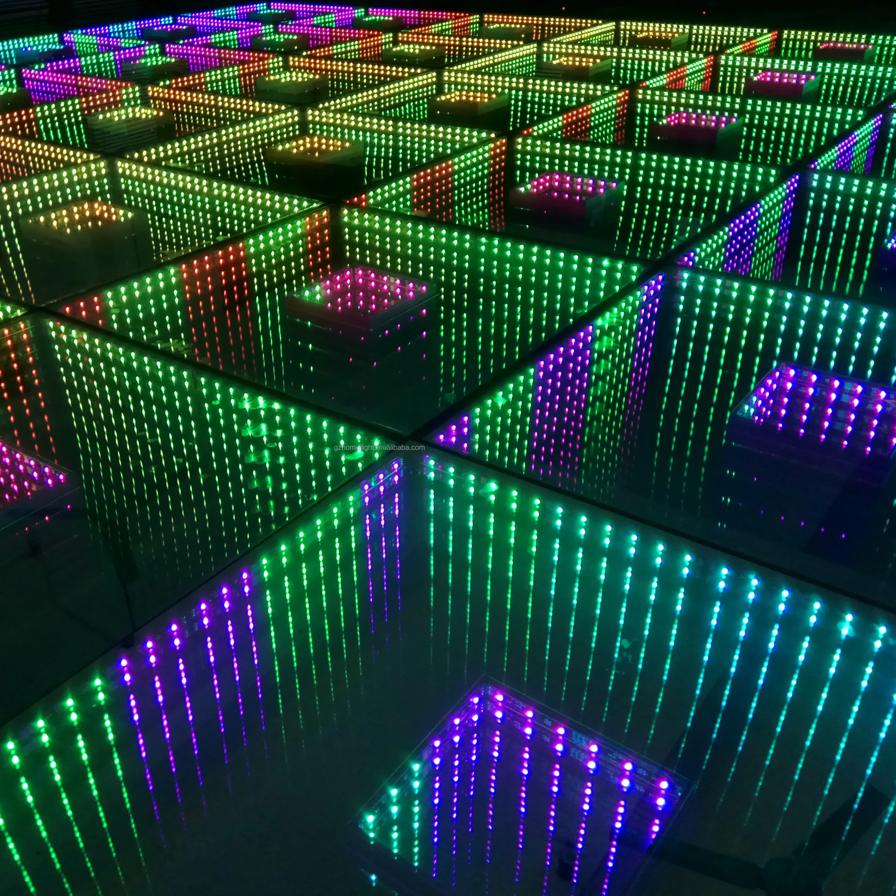 Портативный 3D зеркальный красочный двойной туннельный танцпол для клуба DJ сцены свадьбы шоу концерта