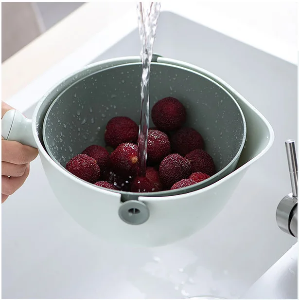 Hot Selling Original Design New Product double layers Vegetable Fruit Washing Bowl for Kitchen Plastic Drain Basket