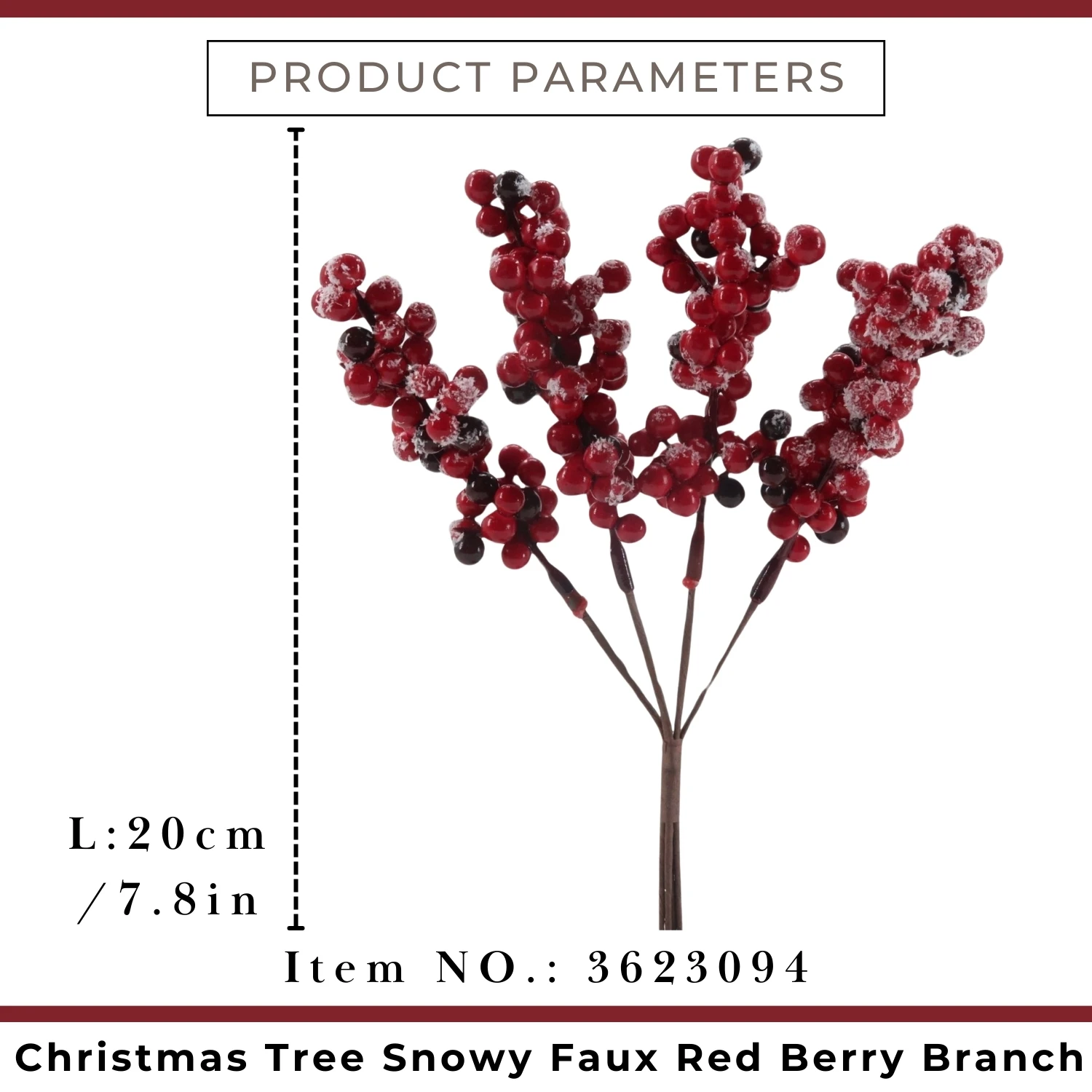 Christmas Tree Snowy Faux Red Berry Branch