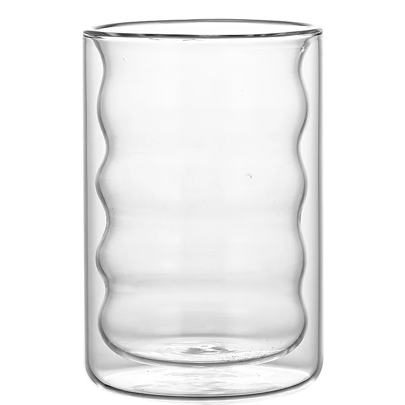 Wholesale Creative High and Low Temperature Resistant Double-Wall Borosilicate Clear Glass Mug For Home