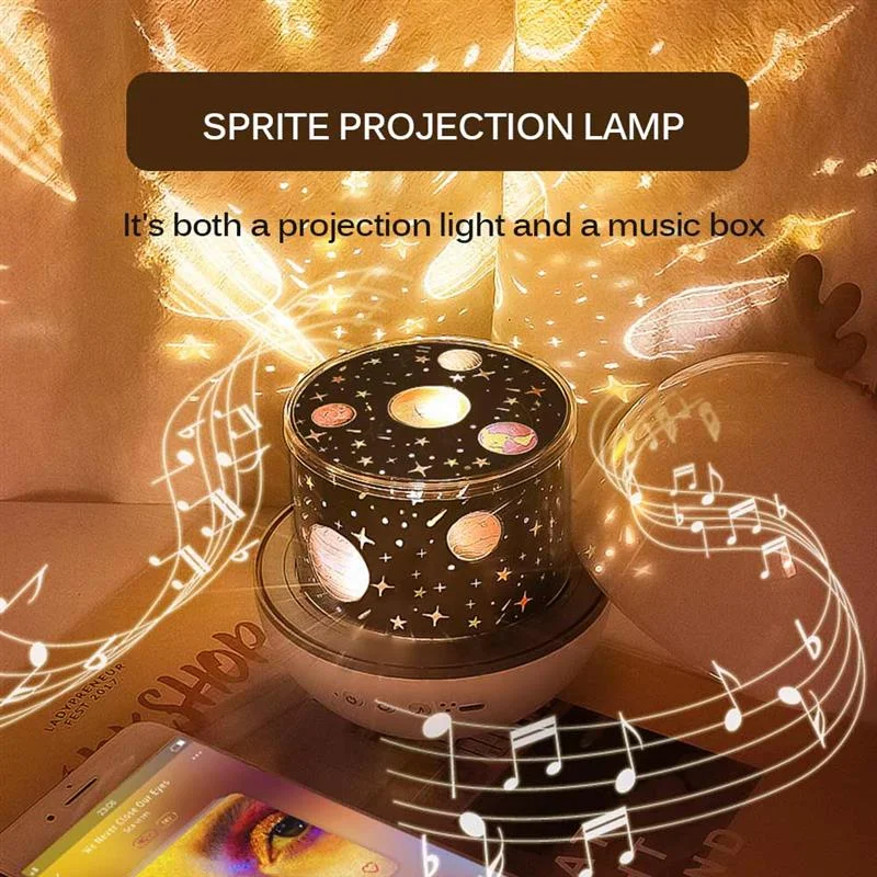 LED Star Projector Night Light Romantic Music Charging Rotating Projection Lamp for Home Party Decorate Baby Sleep