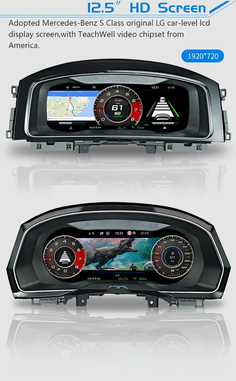 LCD Dashboard Auto Player Digital Cluster Instrument Panel Multifunctional QLED Speed Meter Screen