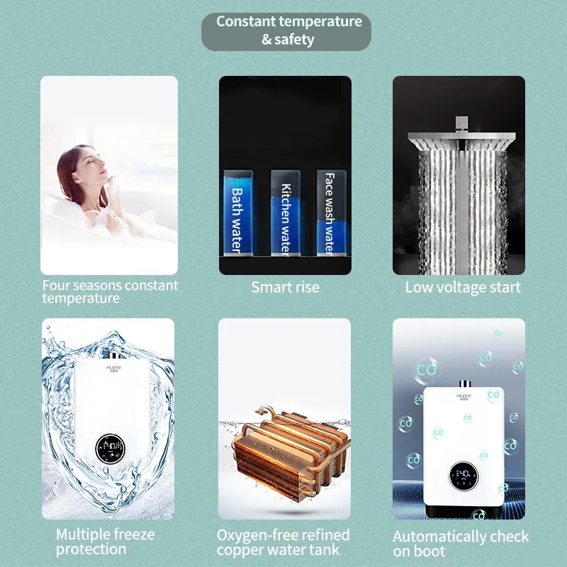 26kw 0-75 Degrees Celsius Tankless Gas Water Heater with Rain  13L Outdoor Instant Gas Shower RV