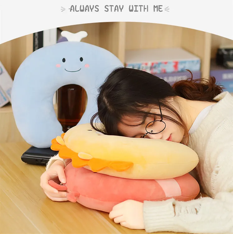 Creative cartoon animal u pillow dinosaur lion car neck pillow hot sale plush toys can be wholesale customized logo
