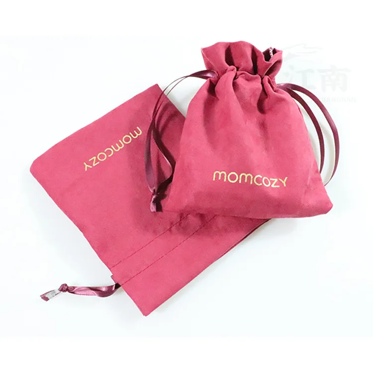Wholesale Suede Velvet Fabric Drawstring Pouches Small Gift Perfume Storage Jewelry Packing Bags With Custom Logo Printed