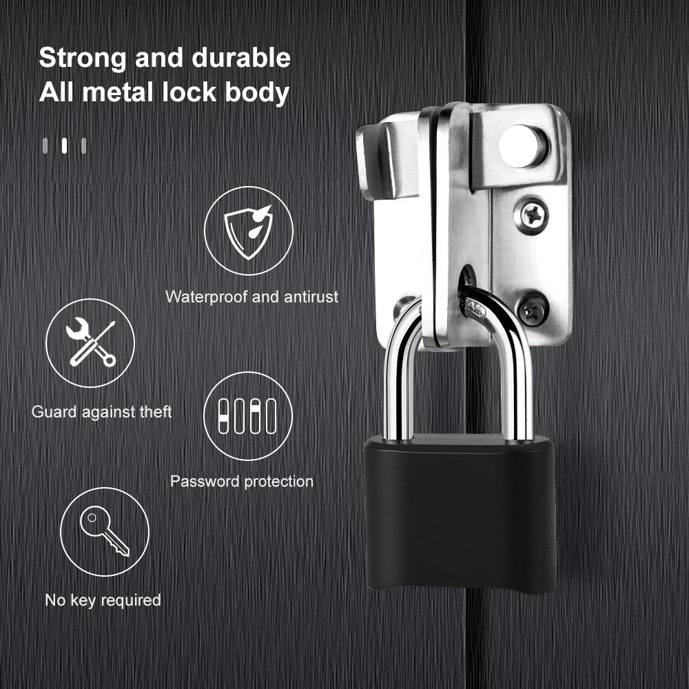 Four combination password lock Black Warehouse, waterproof, Zinc alloy combination padlock