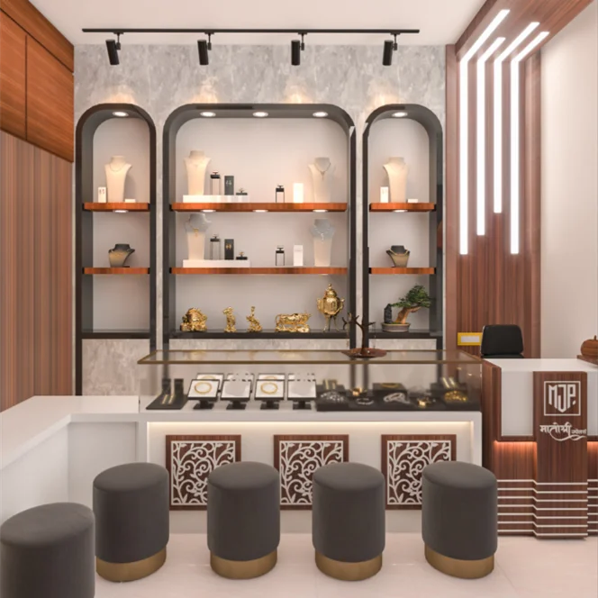 Custom Glass Jewellery Store Display Cabinet Luxury Showroom Furniture Design Lockable Marble Jewelry Counter Showcase