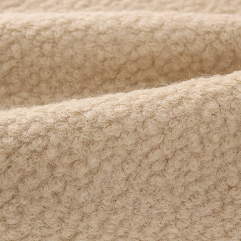 Long hair trench coat wool polyester blend fabric 750 g/m worsted knitted tweed wool  fabric