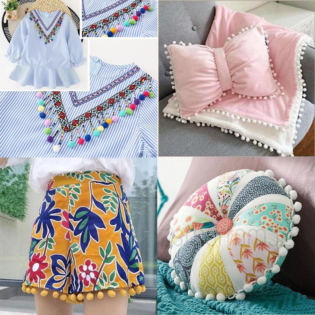 Wholesale Bulk Purple Ball Pom Fringe Crochet Pom Pom Lace Trims For Clothes Hat Crafts Decoration