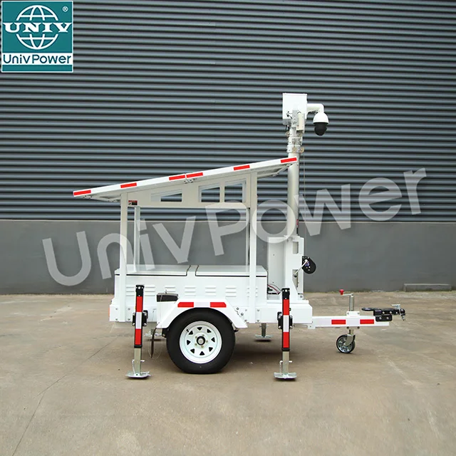 Mobile Solar Powered CCTV Camera Surveillance Trailer For Outdoor Use