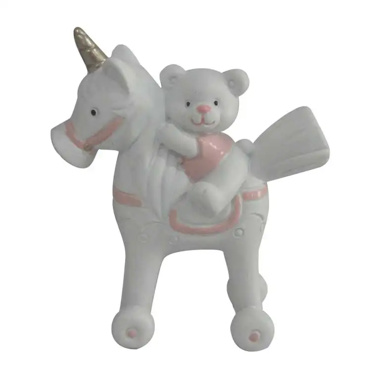 Custom Sculpture Small Baby Boy and Girl Horse Figurine Fancy Gifts Polyresin Baby Shower Figurines