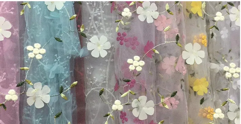 Super Quality 3D Flower Embroidery Fabric for Dress and Home Textiles Upholstery