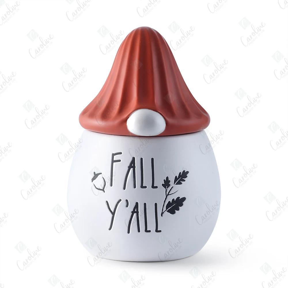 Customized Gnome Fall Ceramic Cookie Jar with Lid