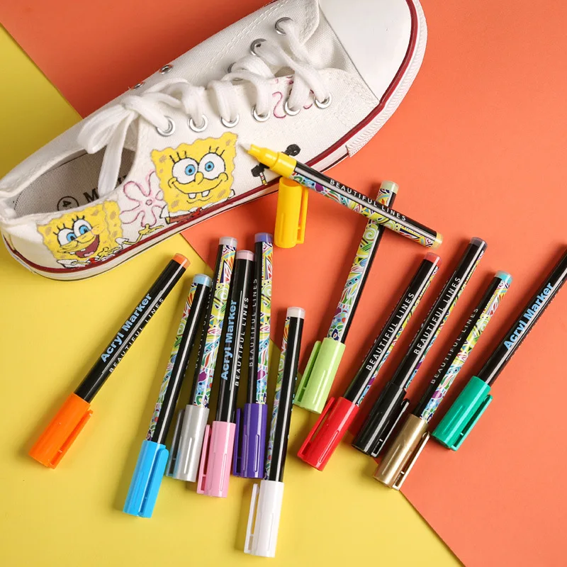 
12 Colors 0.7mm Acrylic Paint Pens Marker Set 