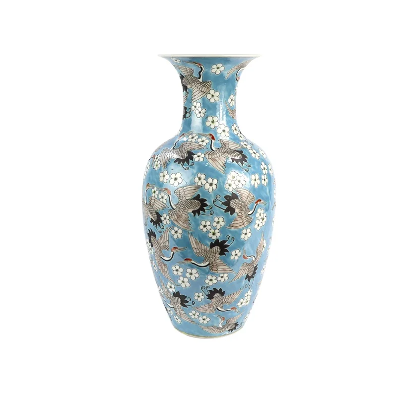 RZFA03 Chinese Qing Dynasty Kangxi emperor style reproduct hand paint crane porcelain vase