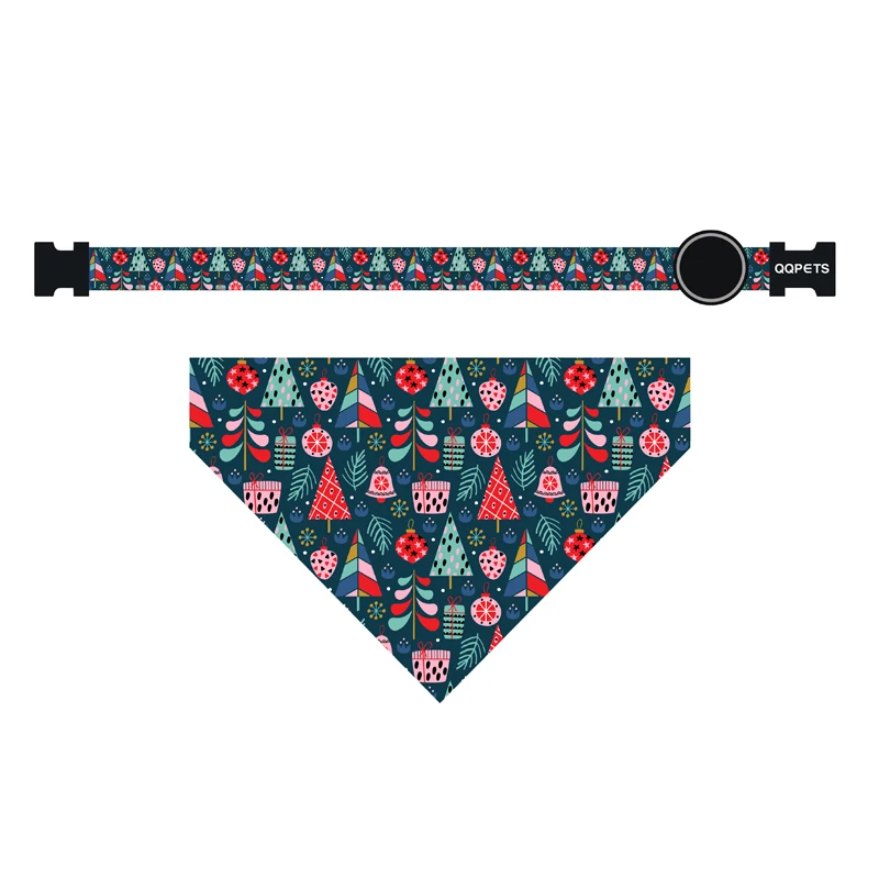 Custom Printed Polyester concise Dog Christmas Bandana Collar Wholesale