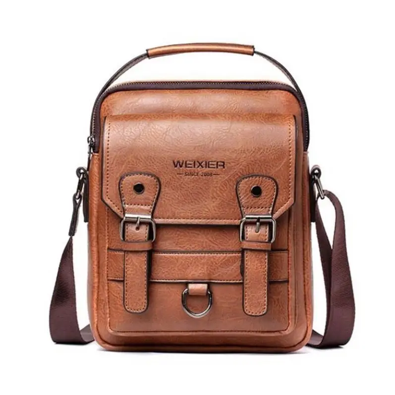 Wholesale Men Vintage Handbags Durable Travel Portable PU Leather Premium Messenger Bag
